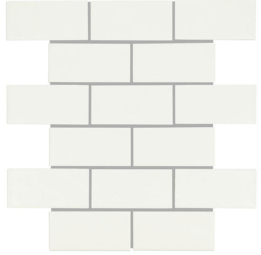 2x4 Artezen Subway Pattern  Mosaic Solid-Color Glossy Smooth Ceramic Tile Elegant White