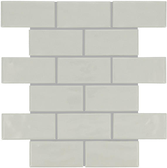 2x4 Artezen Subway Pattern  Mosaic Solid-Color Glossy Smooth Ceramic Tile Light Gray