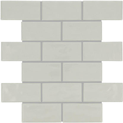 2x4 Artezen Subway Pattern  Mosaic Solid-Color Glossy Smooth Ceramic Tile Light Gray
