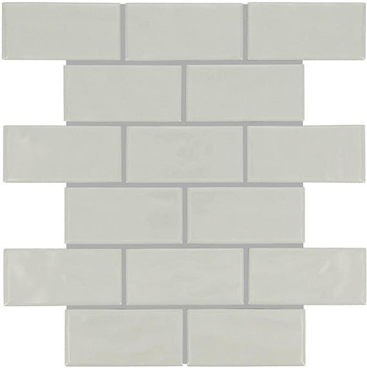 2x4 Artezen Subway Pattern  Mosaic Solid-Color Glossy Smooth Ceramic Tile Light Gray