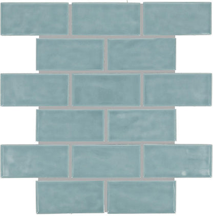 2x4 Artezen Subway Pattern  Mosaic Solid-Color Glossy Smooth Ceramic Tile Soft Blue