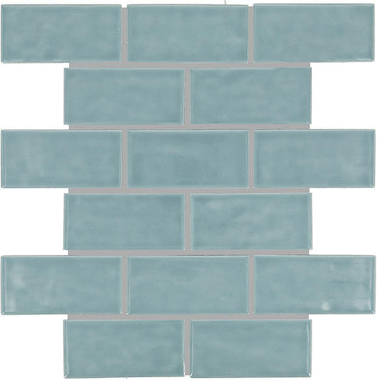 2x4 Artezen Subway Pattern  Mosaic Solid-Color Glossy Smooth Ceramic Tile Soft Blue