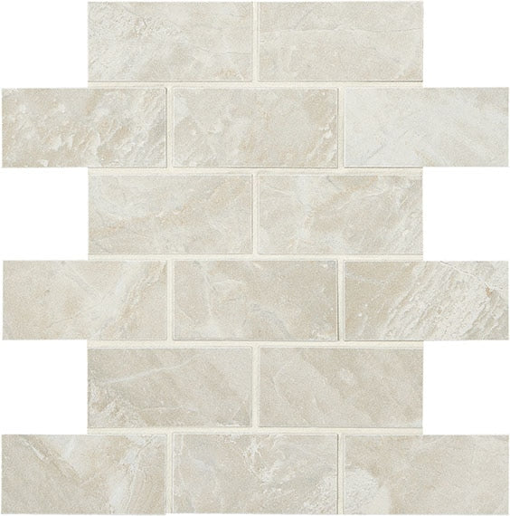 2x4 Mirasol  Mosaic Marble-Look Matte Smooth Porcelain Tile White Gray