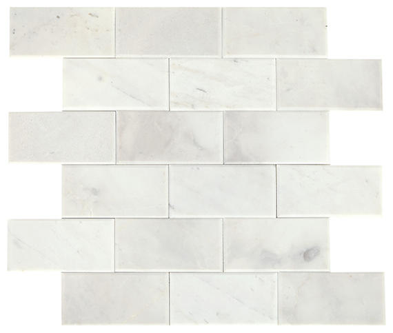 2x4 Simplystick Mosaix Subway Pattern  Mosaic Marble-Look Polished Smooth Marble Tile White Blend