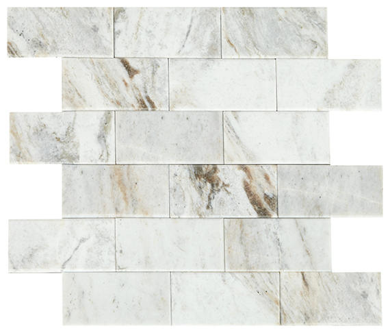 2x4 Simplystick Mosaix Subway Pattern  Mosaic Marble-Look Polished Smooth Marble Tile Beige Marble