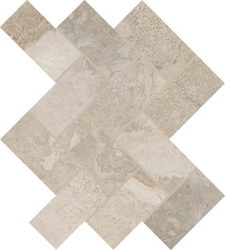 12x14 Archaia Herringbone Mosaic Stone-Look Matte Smooth Porcelain Tile
