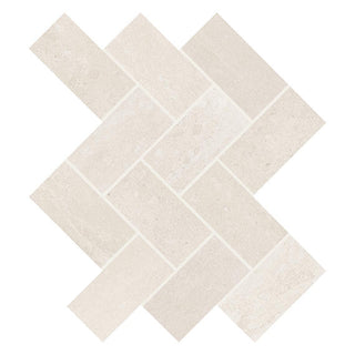 Cream White - 12x14 Advantage Herringbone Mosaic Stone-Look Matte Smooth Ceramic Tile