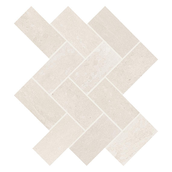 2x4 Advantage Herringbone  Mosaic Stone-Look Matte Smooth Ceramic Tile Cream White