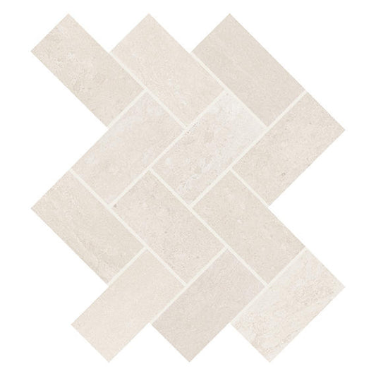 12x14 Advantage Herringbone Mosaic Stone-Look Matte Smooth Ceramic Tile