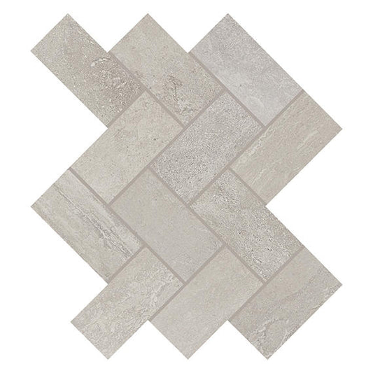 2x4 Advantage Herringbone  Mosaic Stone-Look Matte Smooth Ceramic Tile Taupe Gray
