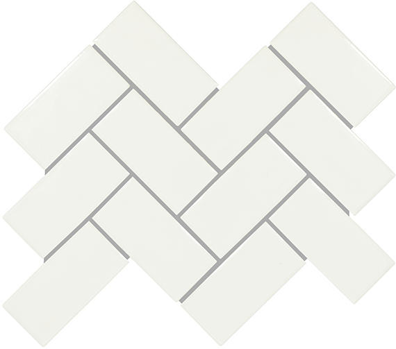 2x4 Artezen Herringbone  Mosaic Solid-Color Glossy Smooth Ceramic Tile Elegant White