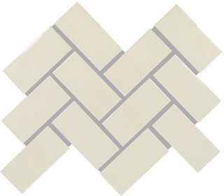 12x14 Artezen Herringbone Mosaic Solid-Color Glossy Undulated Ceramic Tile