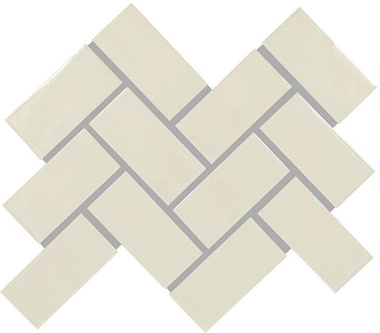 2x4 Artezen Herringbone  Mosaic Solid-Color Glossy Smooth Ceramic Tile Sand Beige