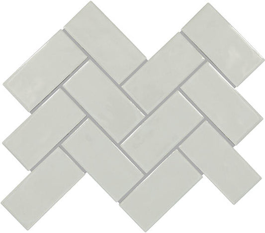 2x4 Artezen Herringbone  Mosaic Solid-Color Glossy Smooth Ceramic Tile Light Gray