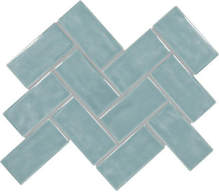 12x14 Artezen Herringbone Mosaic Solid-Color Glossy Undulated Ceramic Tile