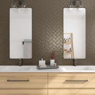 Metallic Vibe - 12x14 Artezen Herringbone Mosaic Solid-Color Glossy Undulated Ceramic Tile