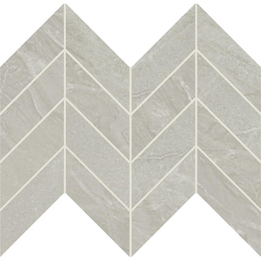 12x12 Vertuo Chevron Light Veining Mosaic Stone-Look Matte Smooth Porcelain Tile