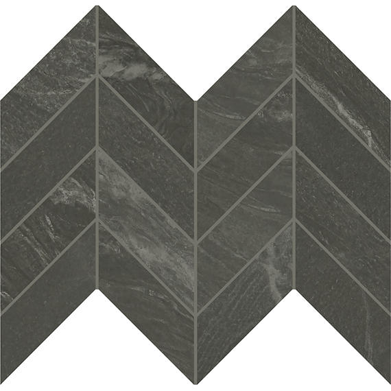 2x5 Vertuo Chevron Light Veining  Mosaic Stone-Look Matte Smooth Porcelain Tile Deep Gray