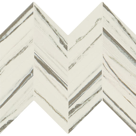 2x5 Vertuo Chevron Light Veining  Mosaic Stone-Look Matte Smooth Porcelain Tile Striped Gray