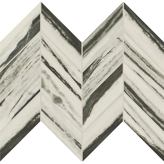 2x5 Vertuo Chevron Light Veining  Mosaic Stone-Look Matte Smooth Porcelain Tile Striped Charcoal