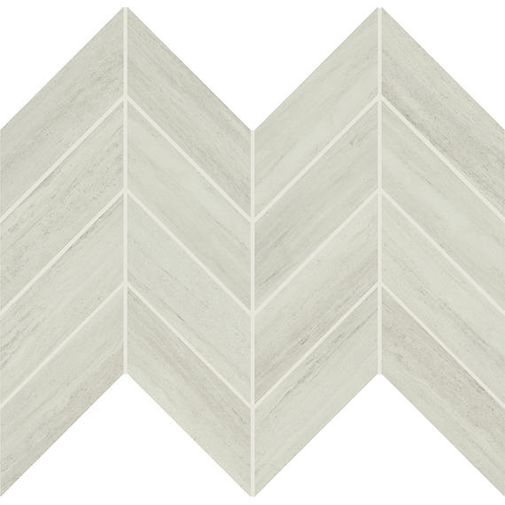 2x5 Articulo Chevron  Mosaic Stone-Look Polished Smooth Porcelain Tile Light Gray