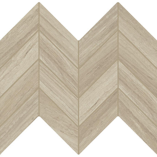2x5 Articulo Chevron  Mosaic Stone-Look Polished Smooth Porcelain Tile Light Tan