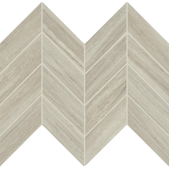 2x5 Articulo Chevron  Mosaic Stone-Look Polished Smooth Porcelain Tile Greige