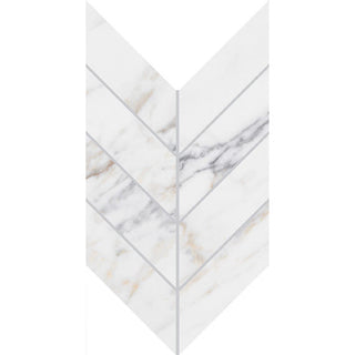 7x14 Marble Attache Lavish Chevron Mosaic Marble-Look Polished Smooth Porcelain Tile