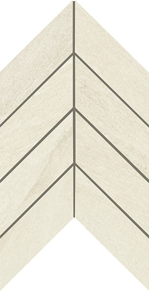 Cream Beige - 7x14 Montesano Chevron Mosaic Stone-Look Matte Textured Porcelain Tile