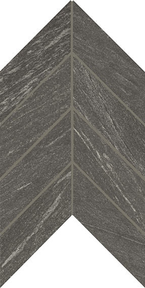 2x5 Montesano Chevron  Mosaic Stone-Look Matte Textured Porcelain Tile Deep Charcoal
