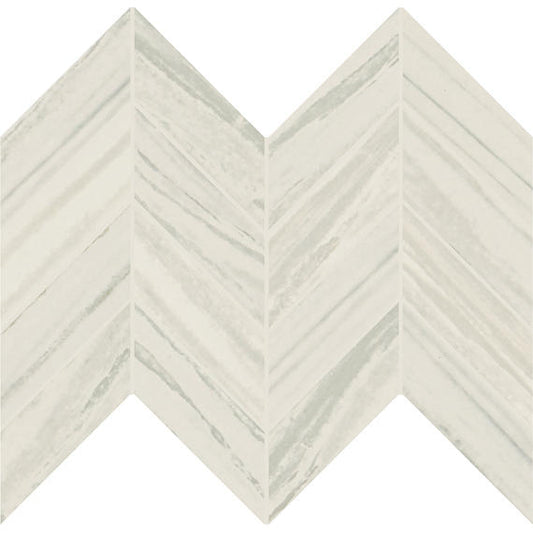 2x5 Vertuo Chevron Scratch Resistant Light Veining Mosaic Stone-Look Matte Smooth Porcelain Tile Striped Beige