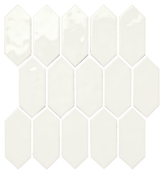 11x12 Mythology Picket  Mosaic Solid-Color Glossy Smooth Ceramic Tile Soft White