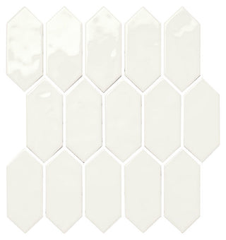 Soft White - 11x12 Mythology Picket Mosaic Solid-Color Glossy Smooth Ceramic Tile