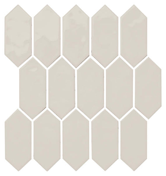 11x12 Mythology Picket  Mosaic Solid-Color Glossy Smooth Ceramic Tile Calm Beige