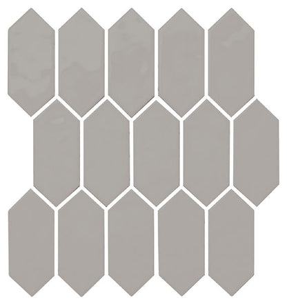 11x12 Mythology Picket  Mosaic Solid-Color Glossy Smooth Ceramic Tile Warm Taupe