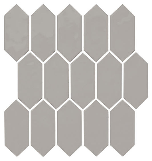 11x12 Mythology Picket  Mosaic Solid-Color Glossy Smooth Ceramic Tile Warm Taupe