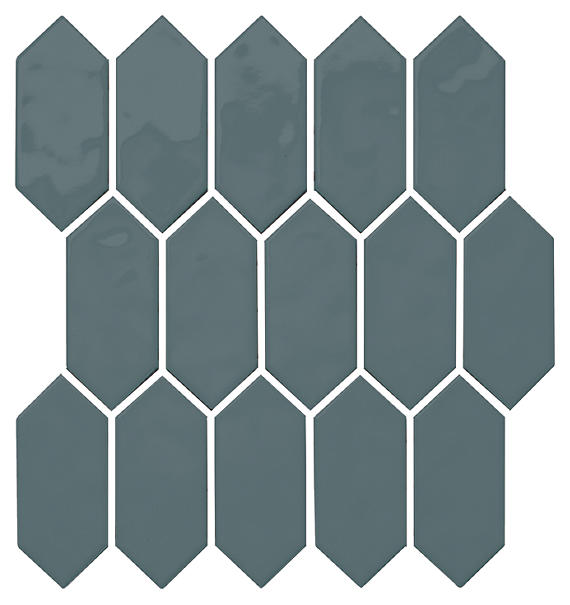 11x12 Mythology Picket  Mosaic Solid-Color Glossy Smooth Ceramic Tile Deep Teal