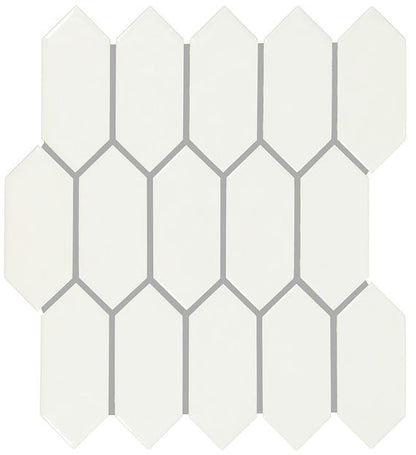 2x5 Artezen Picket  Mosaic Solid-Color Glossy Smooth Ceramic Tile Elegant White