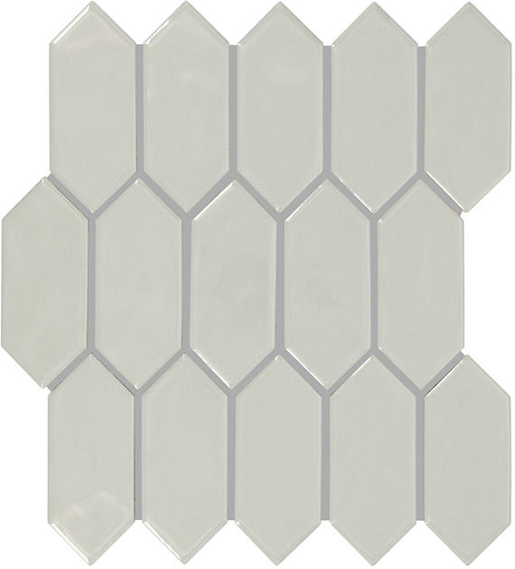 2x5 Artezen Picket  Mosaic Solid-Color Glossy Smooth Ceramic Tile Light Gray