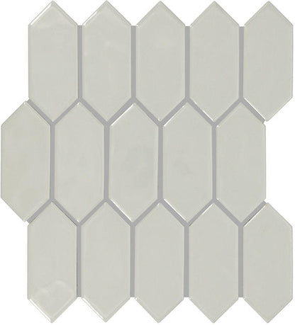 2x5 Artezen Picket  Mosaic Solid-Color Glossy Smooth Ceramic Tile Light Gray