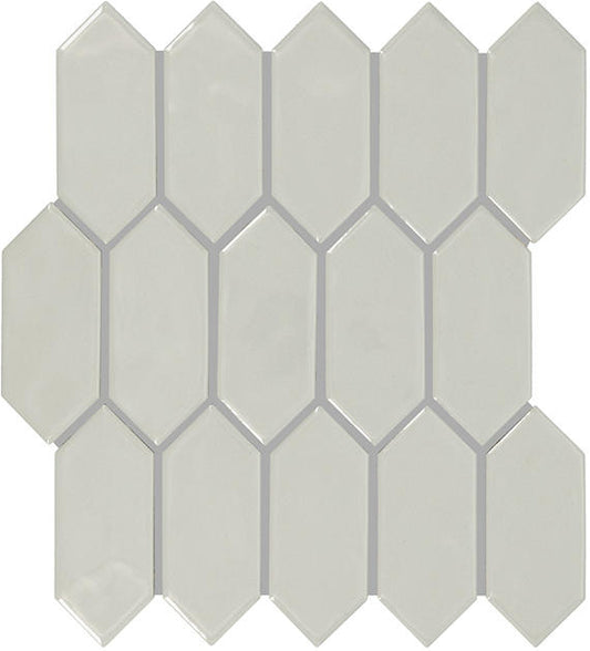 2x5 Artezen Picket  Mosaic Solid-Color Glossy Smooth Ceramic Tile Light Gray