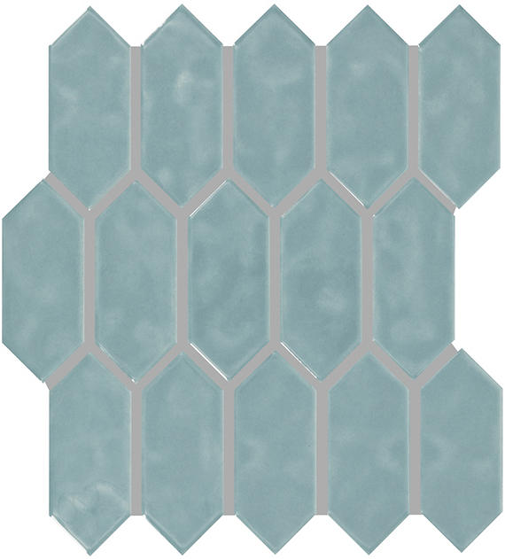 2x5 Artezen Picket  Mosaic Solid-Color Glossy Smooth Ceramic Tile Soft Blue