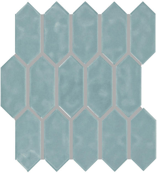 2x5 Artezen Picket  Mosaic Solid-Color Glossy Smooth Ceramic Tile Soft Blue