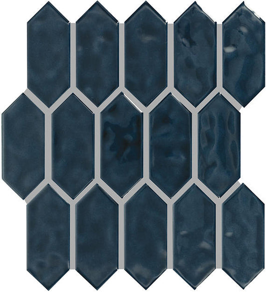 2x5 Artezen Picket  Mosaic Solid-Color Glossy Smooth Ceramic Tile Deep Blue