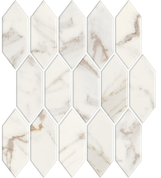 2x5 Marble Obsession Picket  Mosaic Marble-Look Satin Smooth Porcelain Tile Warm Marble