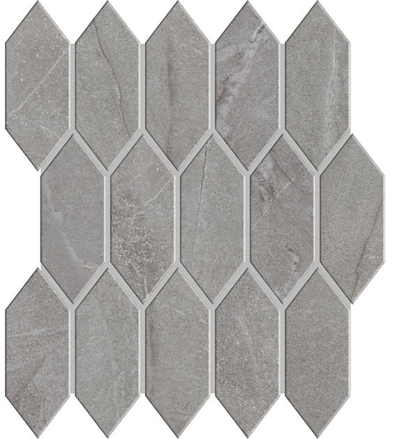 2x5 Marble Obsession Picket  Mosaic Marble-Look Satin Smooth Porcelain Tile Pale Gray