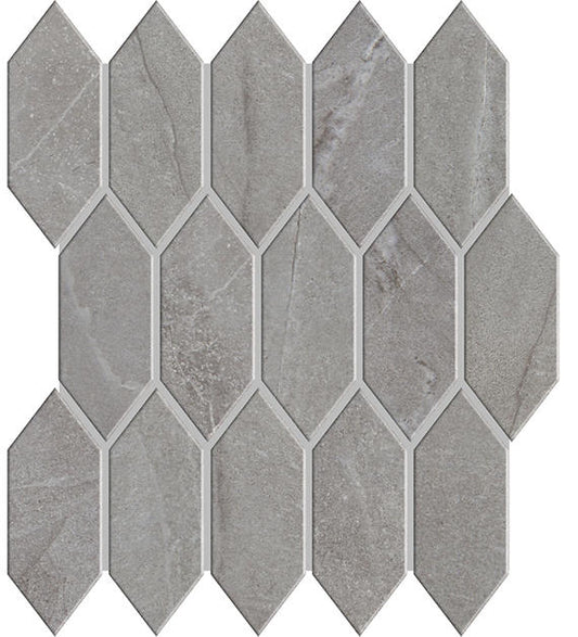 2x5 Marble Obsession Picket  Mosaic Marble-Look Satin Smooth Porcelain Tile Pale Gray