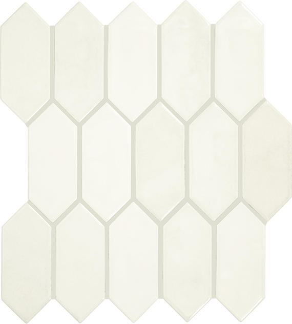 2x5 Studio Haven Picket  Mosaic Solid-Color Glossy Smooth Ceramic Tile Cream White