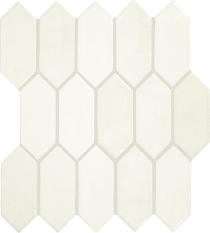 2x5 Studio Haven Picket  Mosaic Solid-Color Glossy Smooth Ceramic Tile Cream White