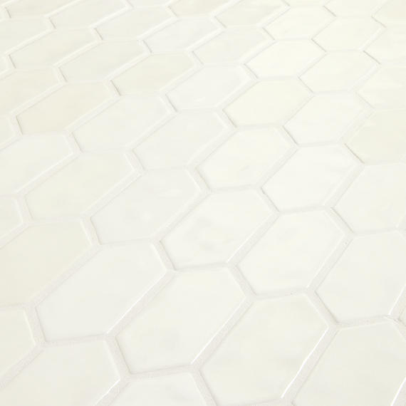 2x5 Studio Haven Picket  Mosaic Solid-Color Glossy Smooth Ceramic Tile Cream White